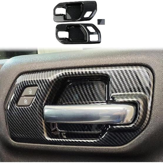 Carbon Fiber Inner Door Handle Bowl Cover Trim for 2019-2026 Chevy Silverado 1500/GMC Sierra 1500 for 2020-2026 Sierra/Silverado 2500 3500 HD Front Door