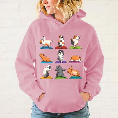 Neue Damen Herren Hoodies Yoga Meerschweinchen Aufdruck Oberteile Lässig Harajuku Sweatshirts Locker Pullover