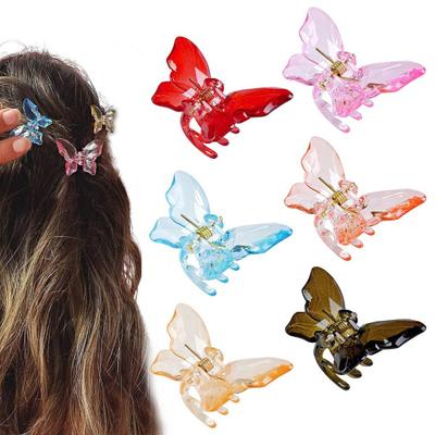 2Pcs Girls Hair Claw Transparent Butterflies Shape Hair Pin Braided Hair Mini Hairpin Clear Mini Braiding Clip Headwear Hair Accessories