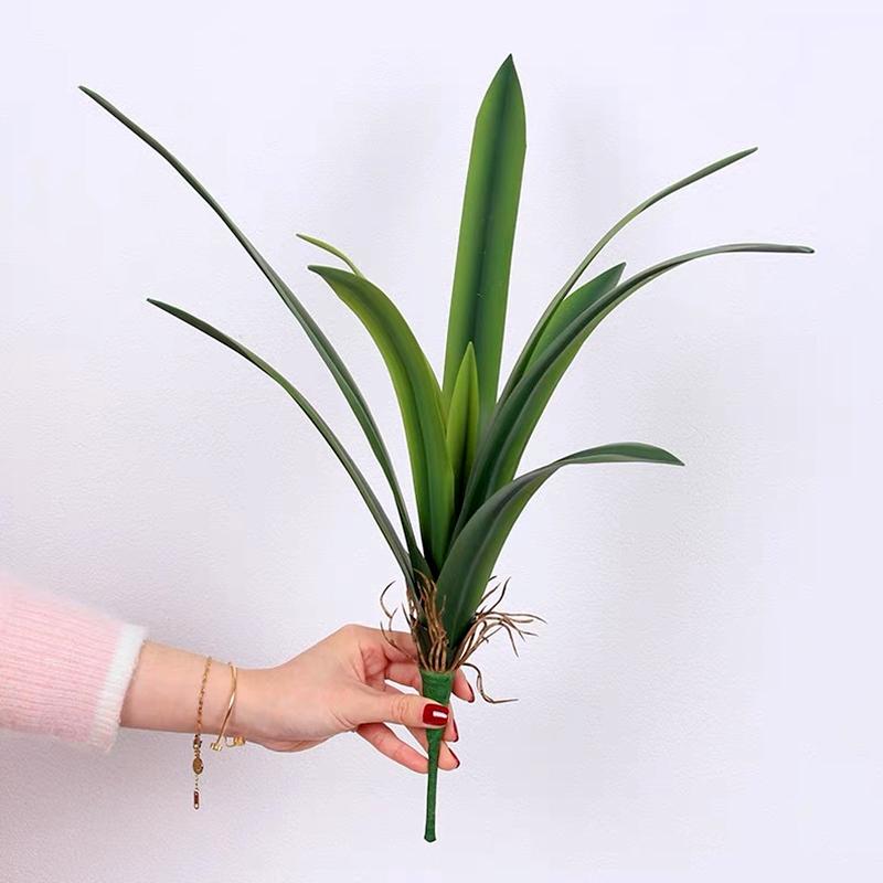 1Pc Fake Flower Shopping Mall Decoration Soft Rubber Home Decor Simulation Green Plants DIY Artificial Cymbidium Leaves Plastic