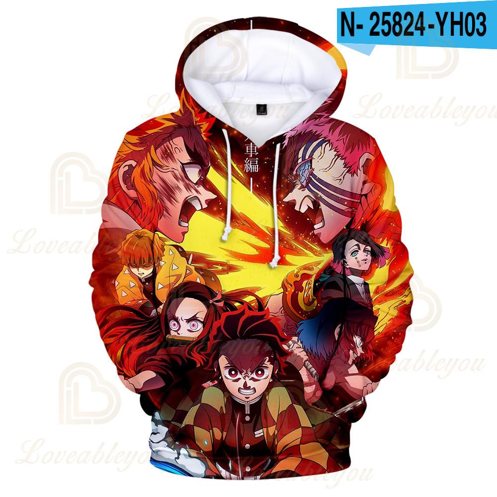 Kimetsu No Yaiba Anime 3D Sweat À Capuche Kochou Shinobu Cosplay Costume Démon Slayer Sweat À Capuche Pour Homme Femmes Rengoku Shinjurou Sweats