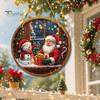 Christmas Gifts for Friends Santa Wooden Round Wall Decor, Vintage Hanging Ornaments, Handcrafted Pine Wood Holiday Signs Sign Door Window Wall,
