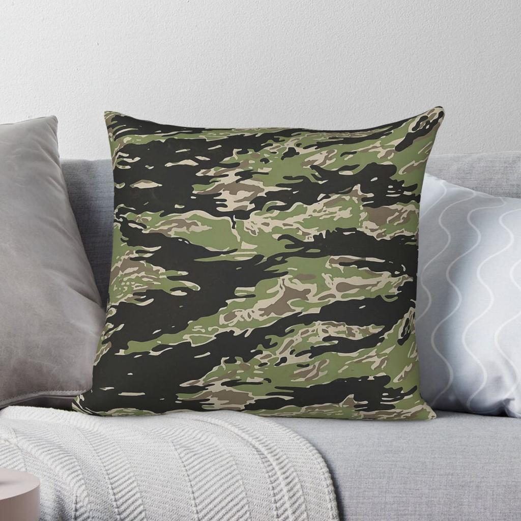 Overgrown Tiger Camo Square Pillowcase Polyester Linen Velvet Creative Zip Decor Pillow Case Car Cushion Cover