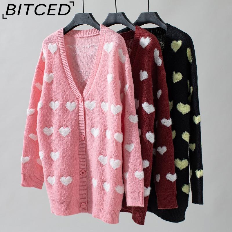 BITCED Knit Cardigan - Mid-Length Button-Up Sweater for Women: Sweet and Fashionable for Fall/Winter