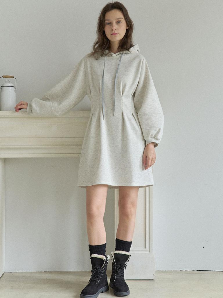 AVANT-G Hood Fit And Flare Mini Dress - Oatmeal