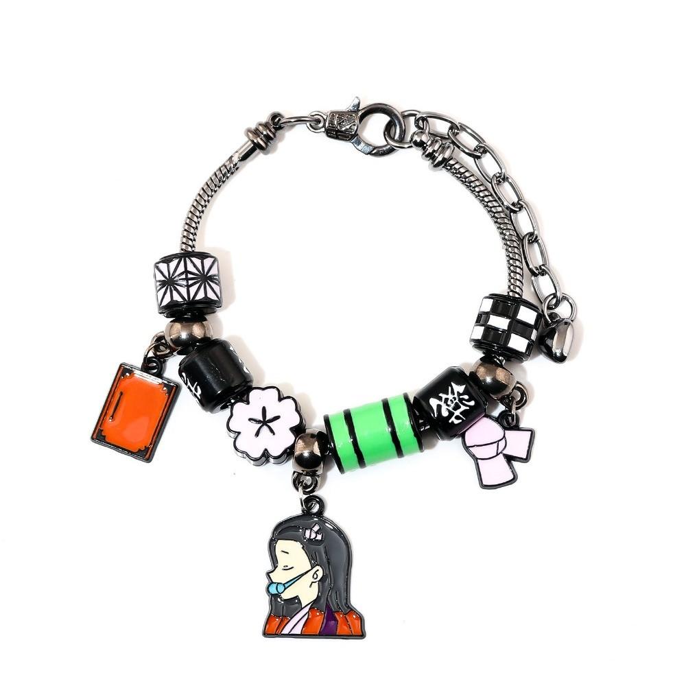 Anime Demon Slayer Kimetsu No Yaiba Bracelet DIY Beaded Cartoon Character Pendant Hand Dress Cosplay Props Fan Gift Jewelry