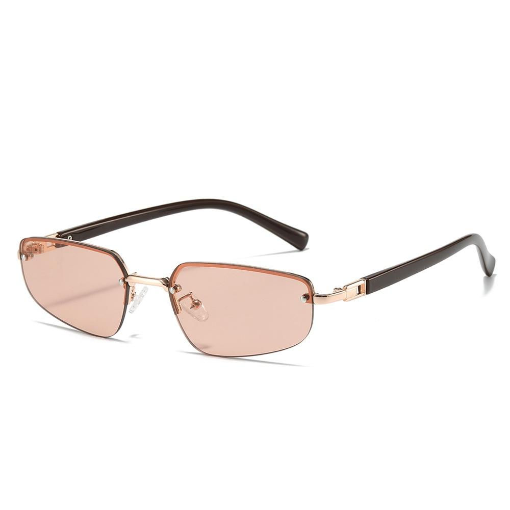 

Latest Luxurious Vintage Retro Frameless Rectangular for Women Sunglasses Transparent Ocean Lenses Decoration Casual Men Sun Eyeglasses UV400 as picture