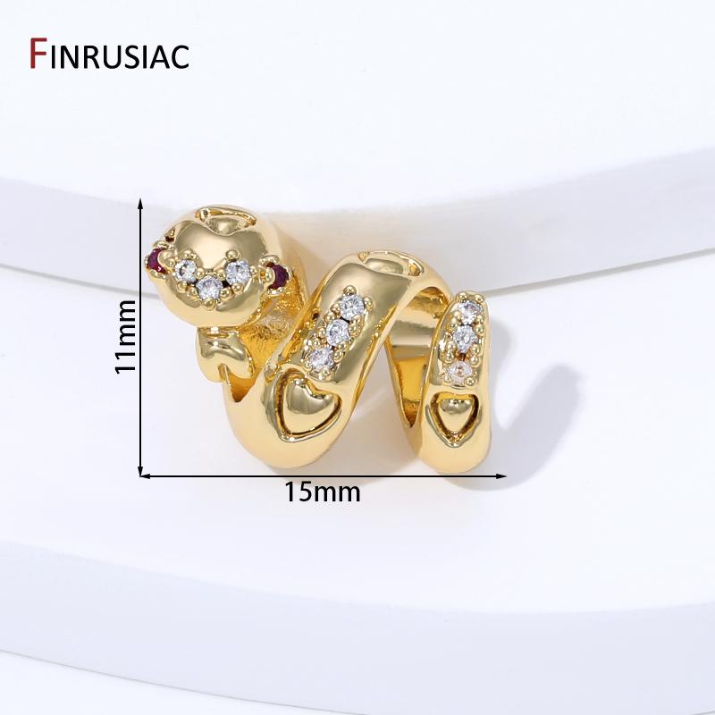 

18K Gold Plated Brass Cute Snake Shape Spacer Beads for Jewelry,Separators for Beads,DIY Handmade Bracelet Beading accessories 2 pieces