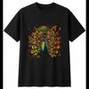 Colourful Peacock Sunbeams Bird Mens T-Shirt Black 100% Cotton Wildlife Printed