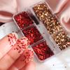 1 Box Red Golden Star Love Heart Nail Art Sequins Christmas Decoration for DIY Women's Nail Salon Design Decoration Festive Nail Parts Nail Supplies