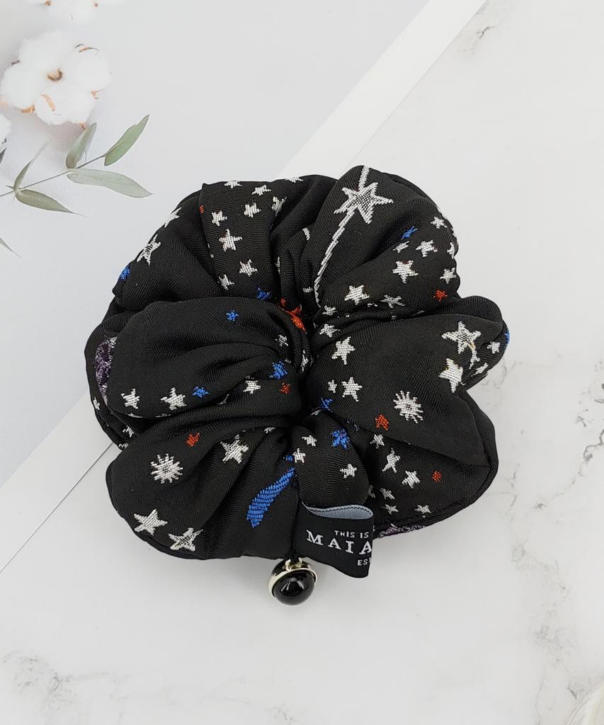 Maia Milky Way Star Jacquard Hair Scrunchie-Purple