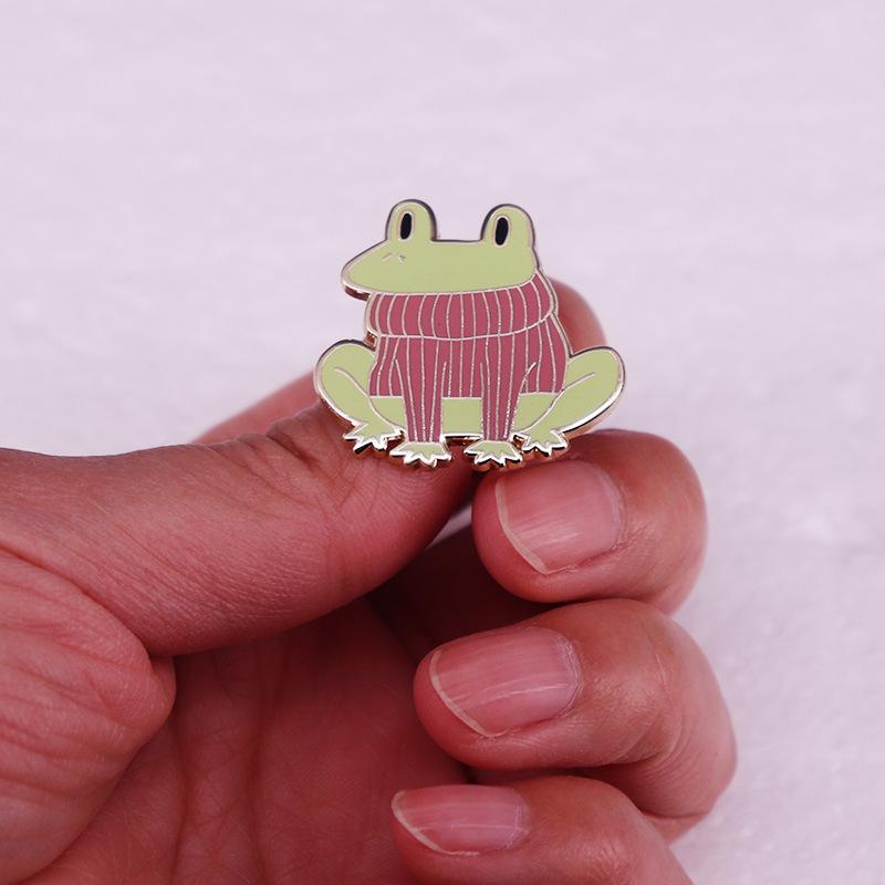 Adorable Frog in Sweater Cartoon Pin Accessory