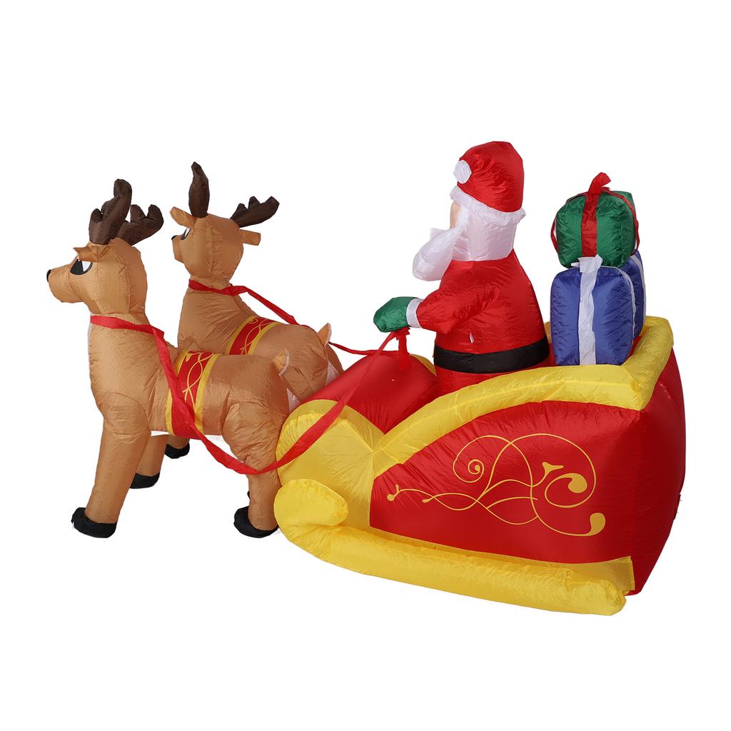 Aufblasbarer Weihnachtsmann im Schlitten mit Rentieren 7FT Polyesterfaser Weihnachten Aufblasbar für den Garten