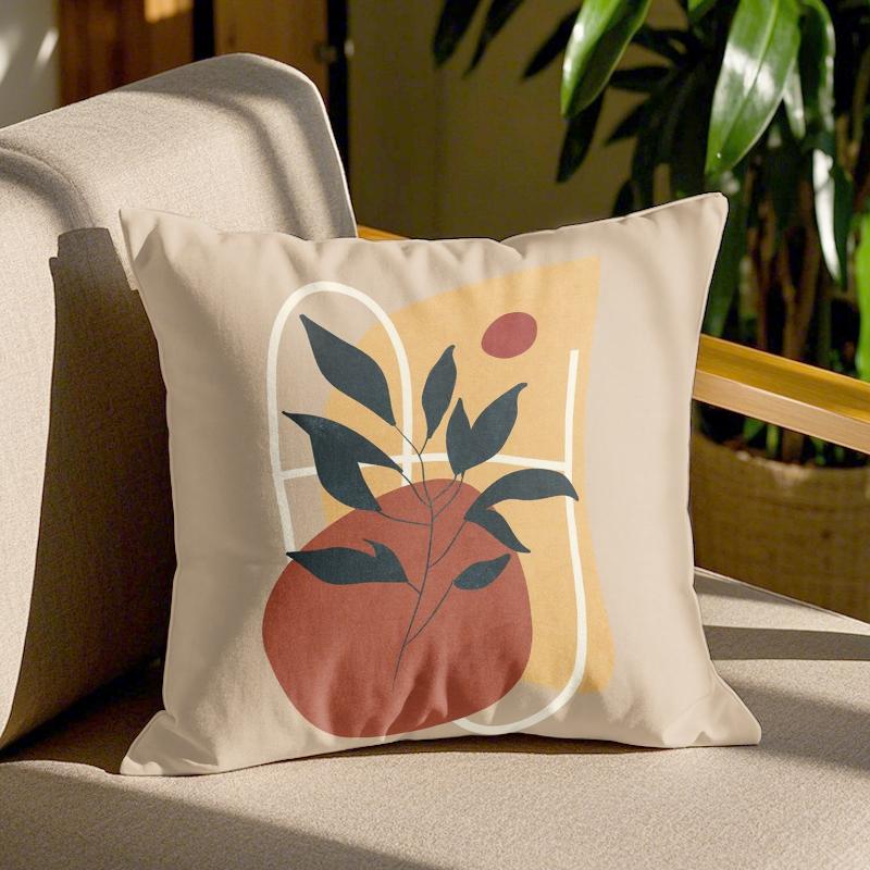 Customizable Printed Pillow Cushion Square Pillow for Home Decoration Featuring Plant Pattern Pillow