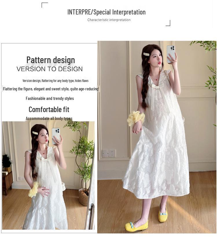2026 Summer Slim Fit French Fairy Plus Size Sleeveless Maternity Dress