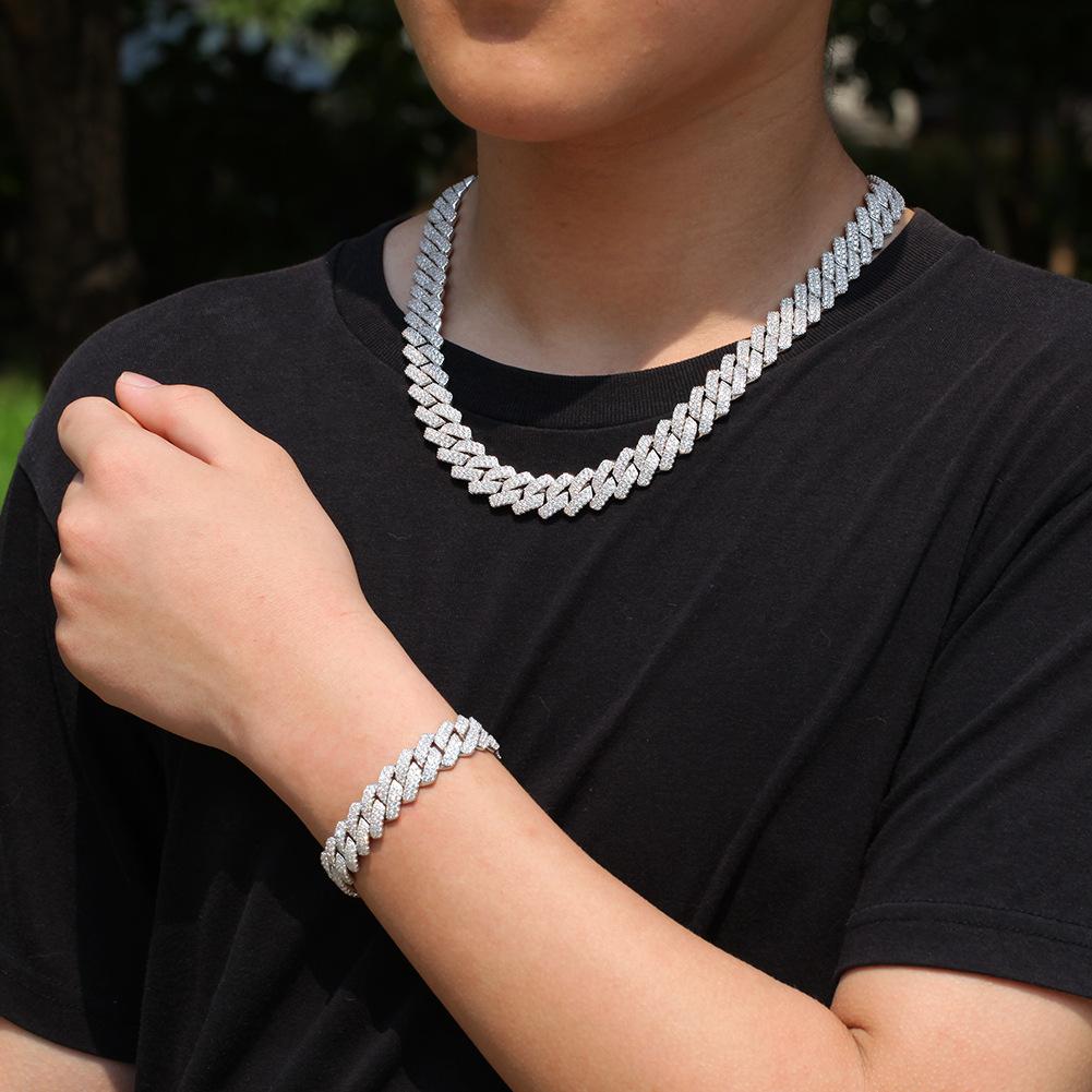 14mm Full Diamond Cuban Bracelet for Women Silver Plated Iced Out CZ Cuban Link Bracelet Fine Jewelry