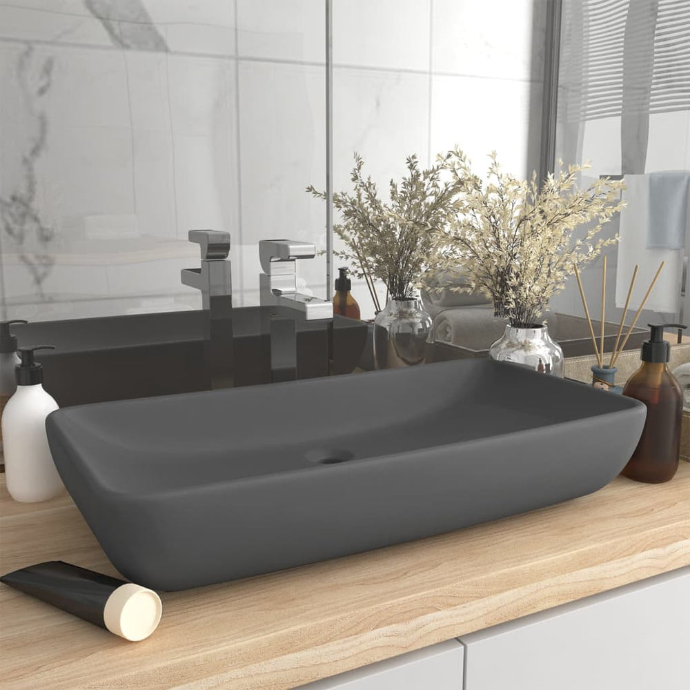 Lavabo de luxe rectangulaire  foncé mat 71x38 cm Céramique