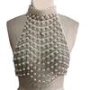 Pearls Body Chain Bra Multilayer Pearls Chest Chains Body Accessories Jewelry for Women Nightclub Raves Body Jewelry