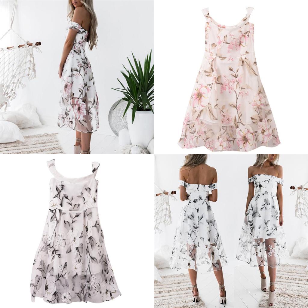 Elegant Women Clothing Vintage Organza Dress Long Off-shoulder Strapless Party Wear