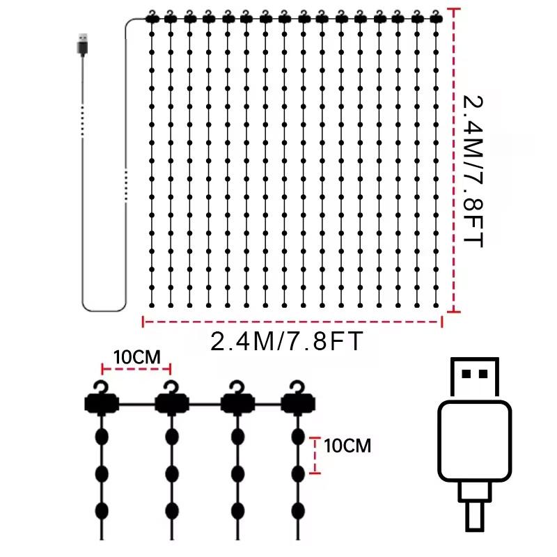 Smart LED Curtain Lights Fairy Curtain String Lights with APP & Remote Dynamic DIY Color Changing for Home Party Christmas Decor