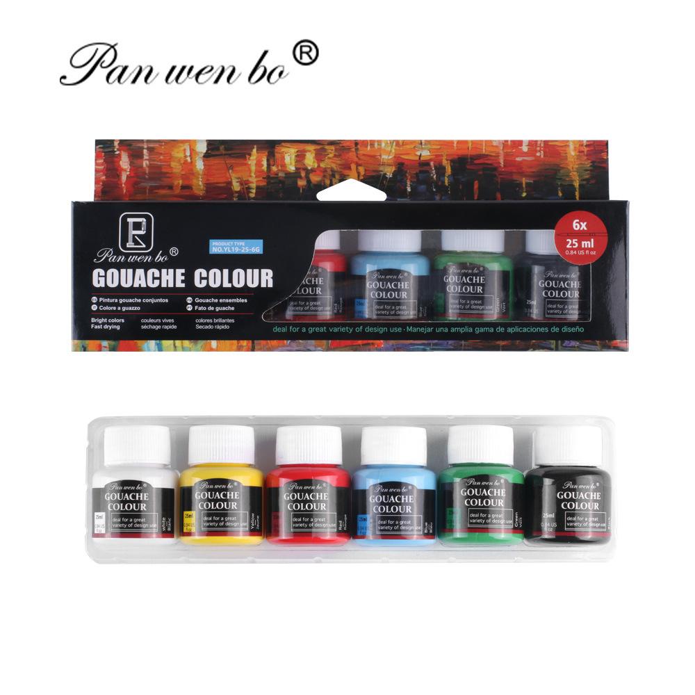 6/12-color Acrylic Pigment Set 25ml Glass Textile Advertising Gouache Watercolor Oil Paint