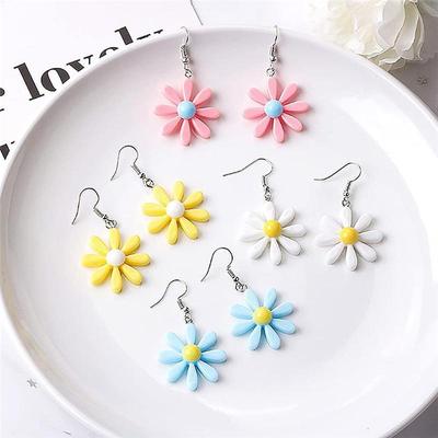 Lovely Sweet Women's Acrylic Flower Hoop Earrings Jewelry Girls Drop Earring Gift For Friends
