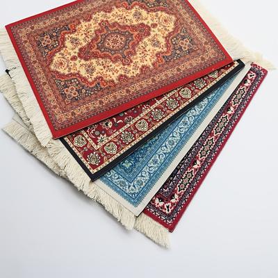 Perzische Mini Geweven Vloerkleed Mat Muismat Vintage Stijl Kleedpatroon Mok Laptop Muismat met Rand Huis Bureau Decoratieve Onderzetter