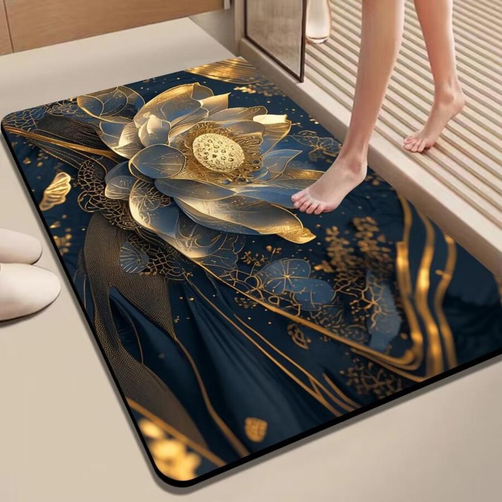 Diatom Printing Bathroom Thickening Mat Bath Non-slip Carpets In Wash Basin Bathtub Side Floor Rug Shower Room Doormat Memory Foam 3D Pad