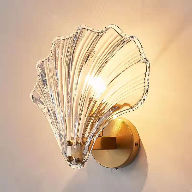 LWL Wall Light, Single Light, Simple Wall Lamp, Modern Glass Seashell Wall Light, Wall-Mounted Lighting Fixture, Interior Lighting Fixture for