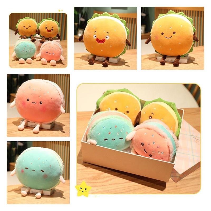 Hamburger Plush Toy With Pp Cotton Soft Filling For Kids Gift And Cozy Hand Warmer