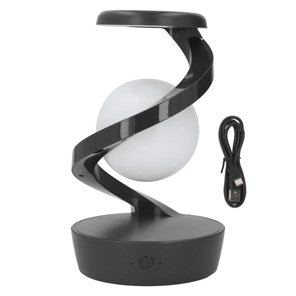 Modern Spiral Bedside Lamp Innovative 3D Visual Levitation Ball LED Table Lamp for Bedroom Living Room Office Grey