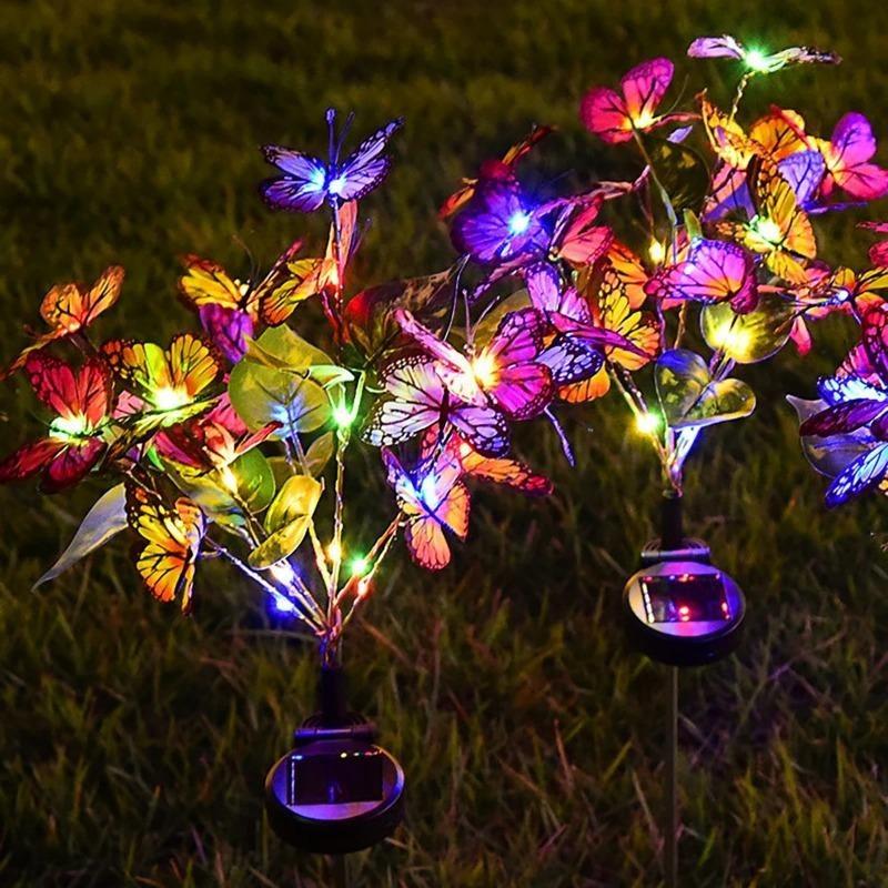 Garden Summer Landscape Lighting Outdoor Solar Light Camping Wedding Party Christmas Decor Lawn Lamp LED Simulation Butterfly Sunflower