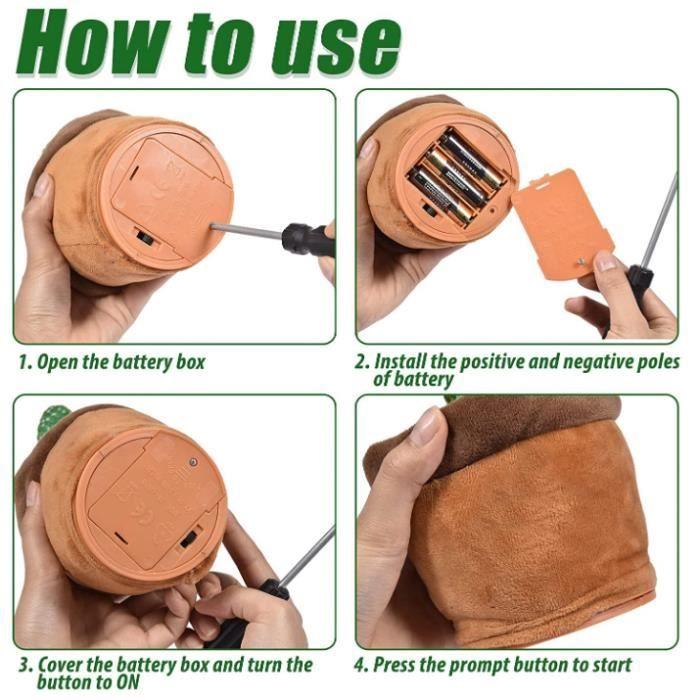 Jouet en Peluche Cactus qui Danse pour Enfants - 120 Chansons - Enregistrement - Jouet éducatif pour Enfants