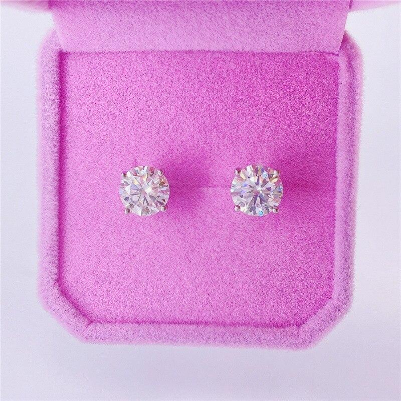 Four Claws Moissanite Stud Earrings for Women S925 Sterling Silver 3mm-8mm D Color Wedding Fine Jewelry Drop Shipping