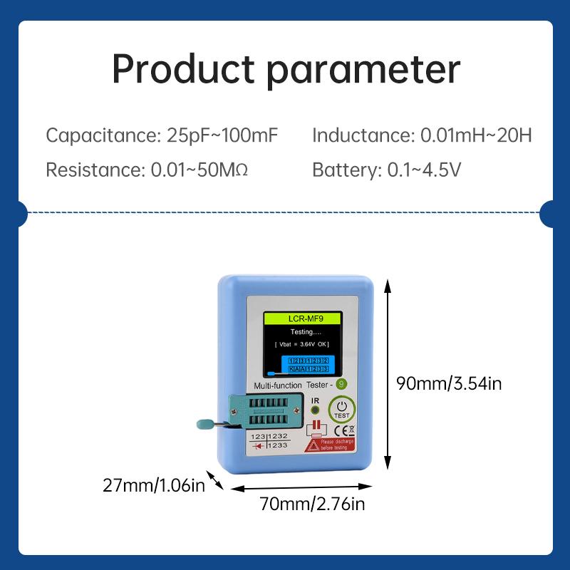 LCR-MF9 New Transistor Tester TFT Diode Triode Capacitance Meter LCR ESR Meter NPN PNP MOSFET IR Multifunction Tester Multimeter