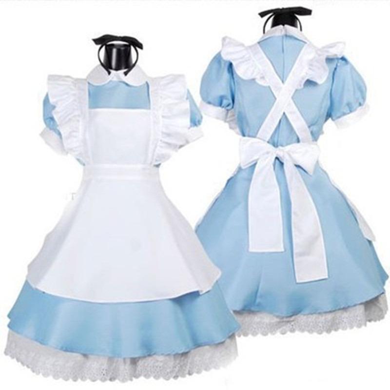 Alice Fantasy Země Zázraků Modré Světlo Zvuk Lolita Služebná Šaty Halloweenské Služebná Šaty Služebná Šaty Výkonnostní Šaty