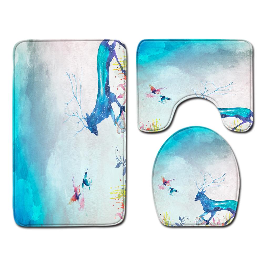 

Christmas Bathroom Floor Mat Toilet Three-Piece Set 45cmx75cm