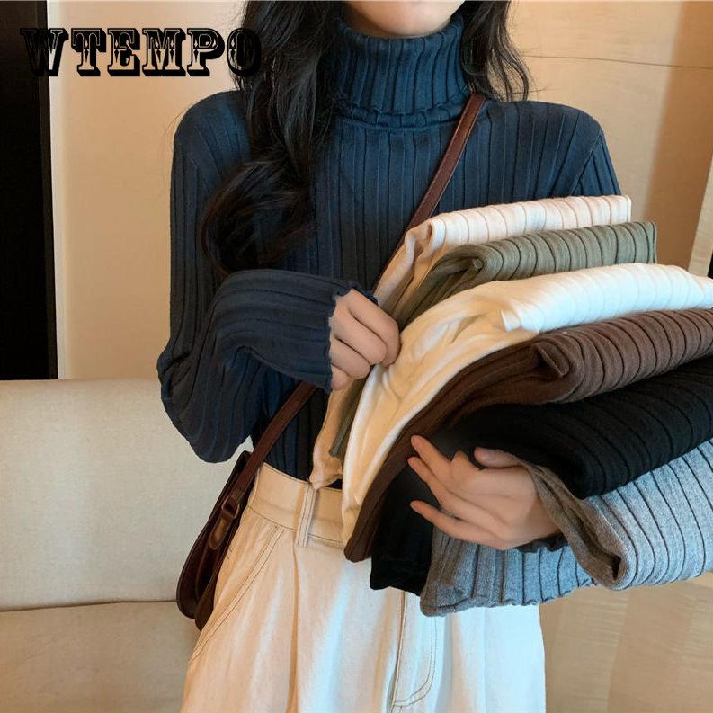 Gebreide Truien Pullovers Col Lange Mouw Effen Kleur Slim Elastisch Korte Trui Dames Nieuw Herfst Winter Dames