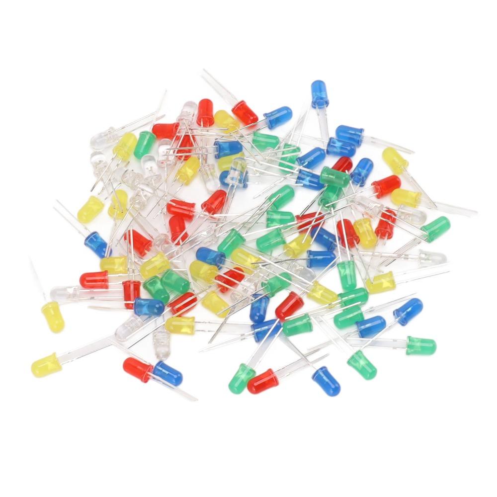 100PCS 5 Color Light Emitting Diodes ABS LED Diode Lights 5mm LED Diodes  DIY Science Project