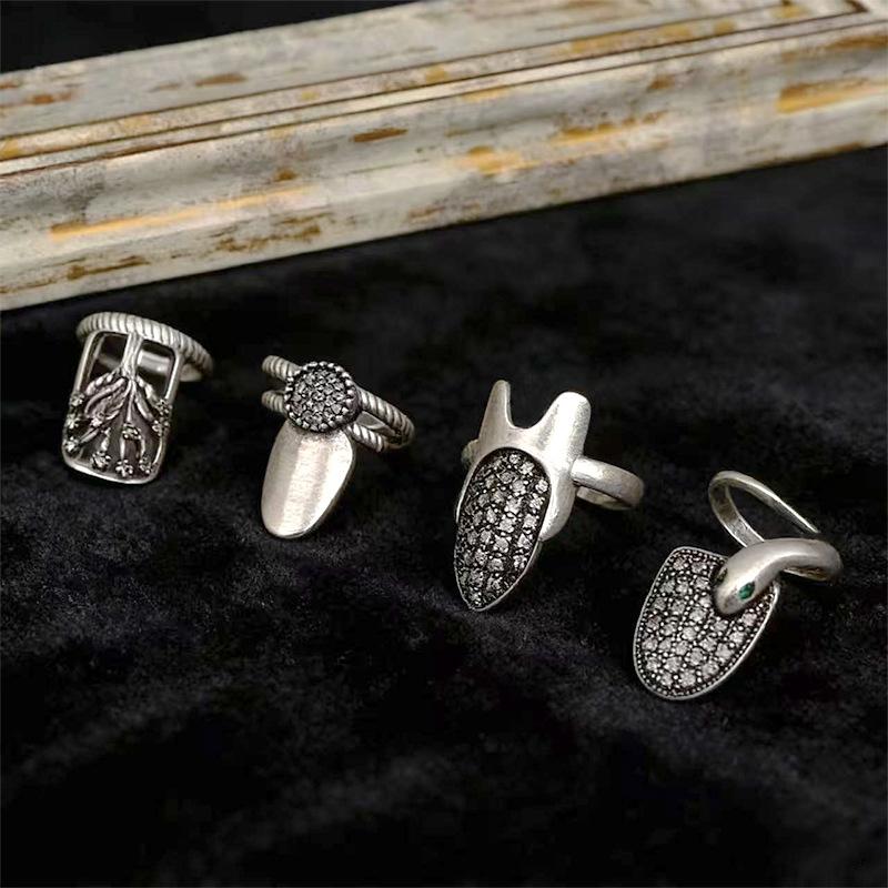 1Pc Retro Nail Ring Unisex Adjustable Opening Ring Hip-Hop Punk for Daily Wear Party Street Performance Jewelry Gifts