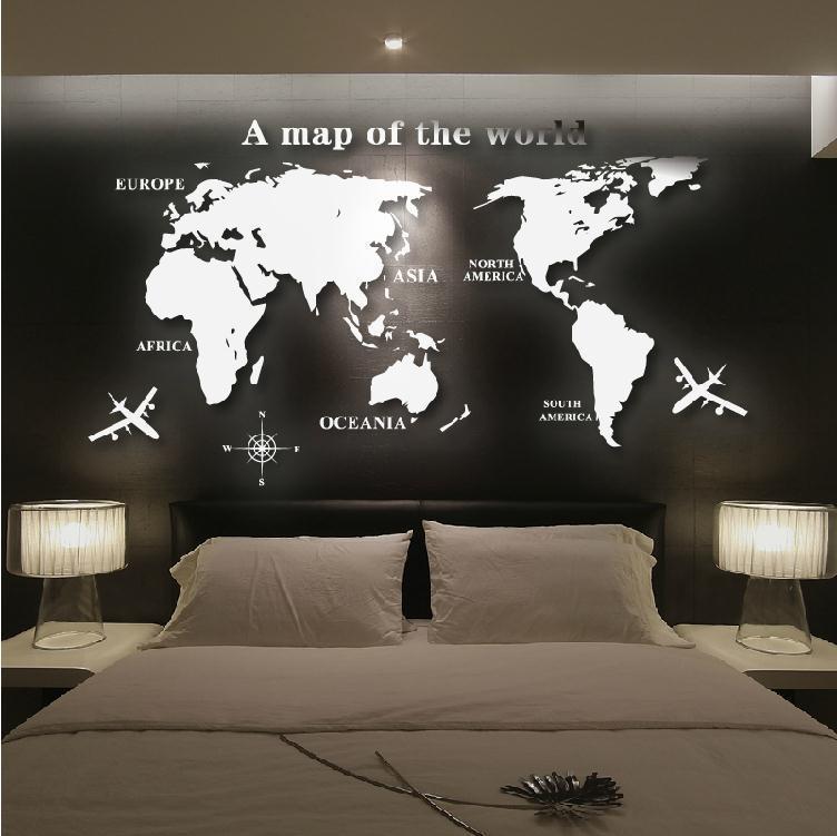 Cross Asia Edition Acrylic Map Wall Sticker for Home and Living Room Decor