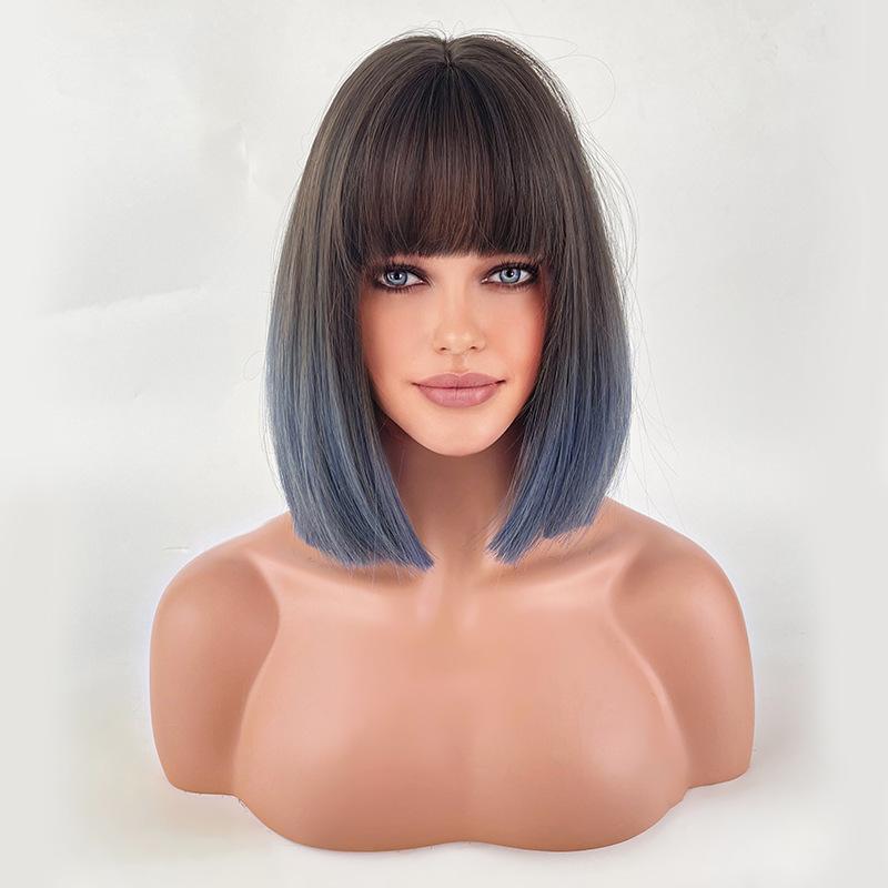 Women's 32cm Short Hair Headcover Short Straight Hair Simulation Hair Beauty Decoration Headwear Wig