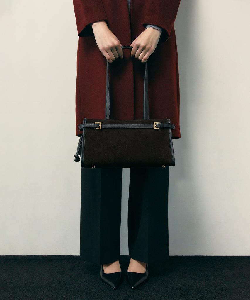 Clave Sunny Suede Dark Brown Tote Bag