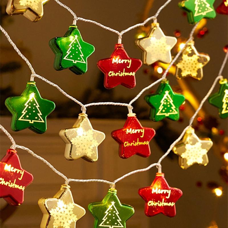 1/3M Christmas Decorative Lights String Christmas Balls Stars Garland Battery-operated Garland Xmas Tree New Year Home Decor