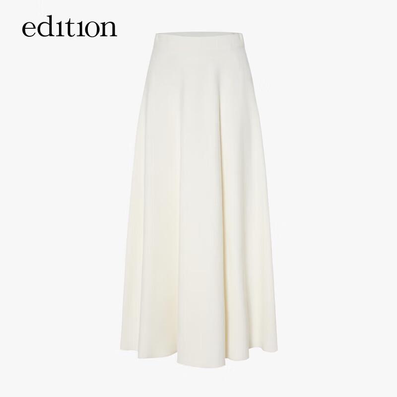 Edition Autumn Off-White Velvet Knit Midi Skirt