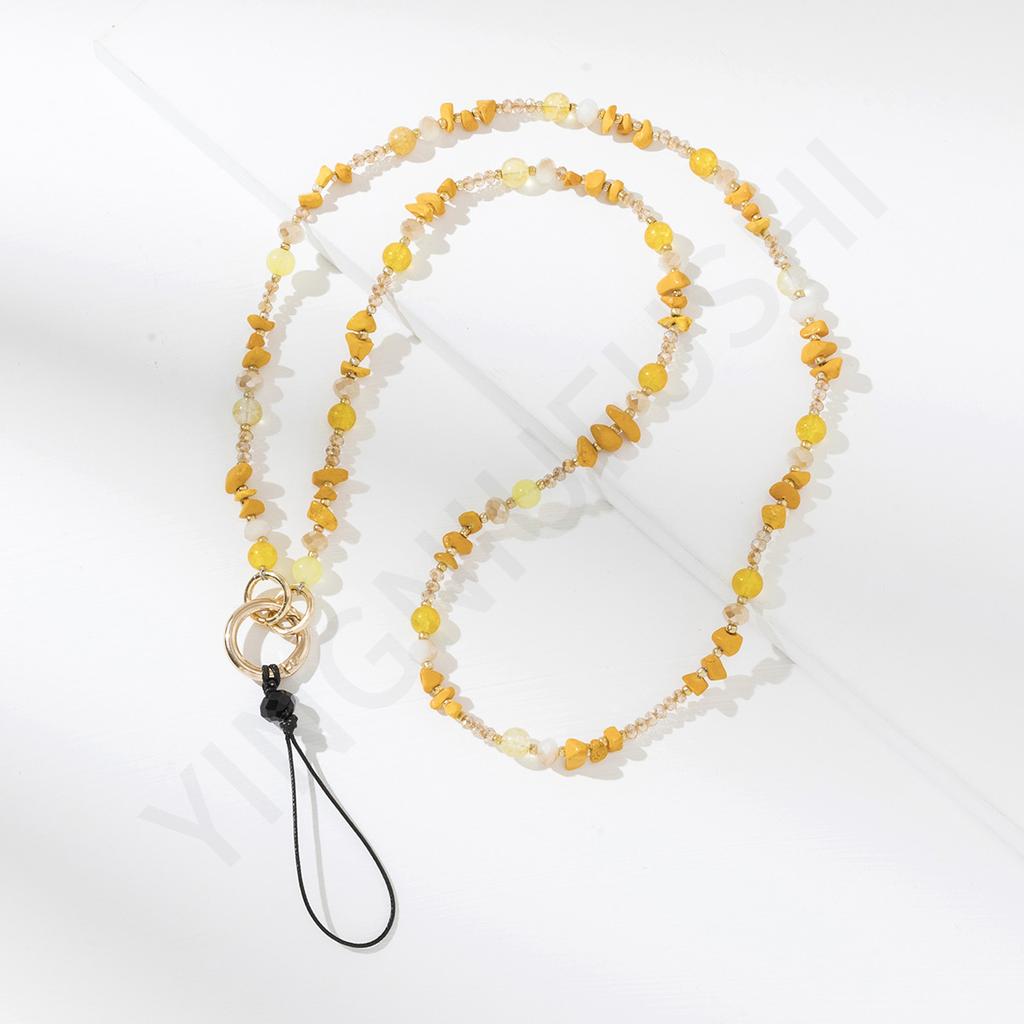 ins acrylic mixed color long neck mobile phone chain color portable oblique span chain mobile phone case hanging chain
