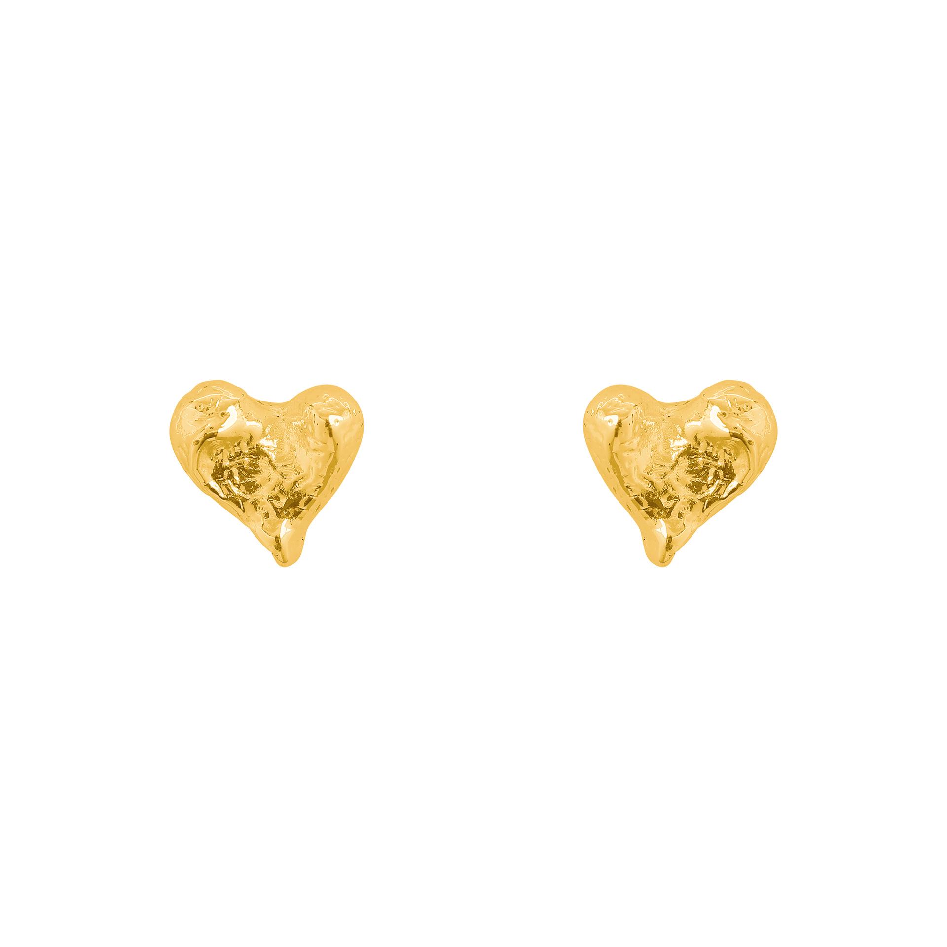 Pleated Heart Shape Earrings: French Niche Retro with Sandstone Texture
