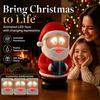 Glowing Statue LED Lighted Christmas Santa Claus Figurine, Animated Smile Face Festive Room Decor Holding Gift Box for Winter Holiday Tabletop