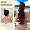 European & American Style Long Curly Ponytail Wig with Claw Clip - Roman Curl for Women