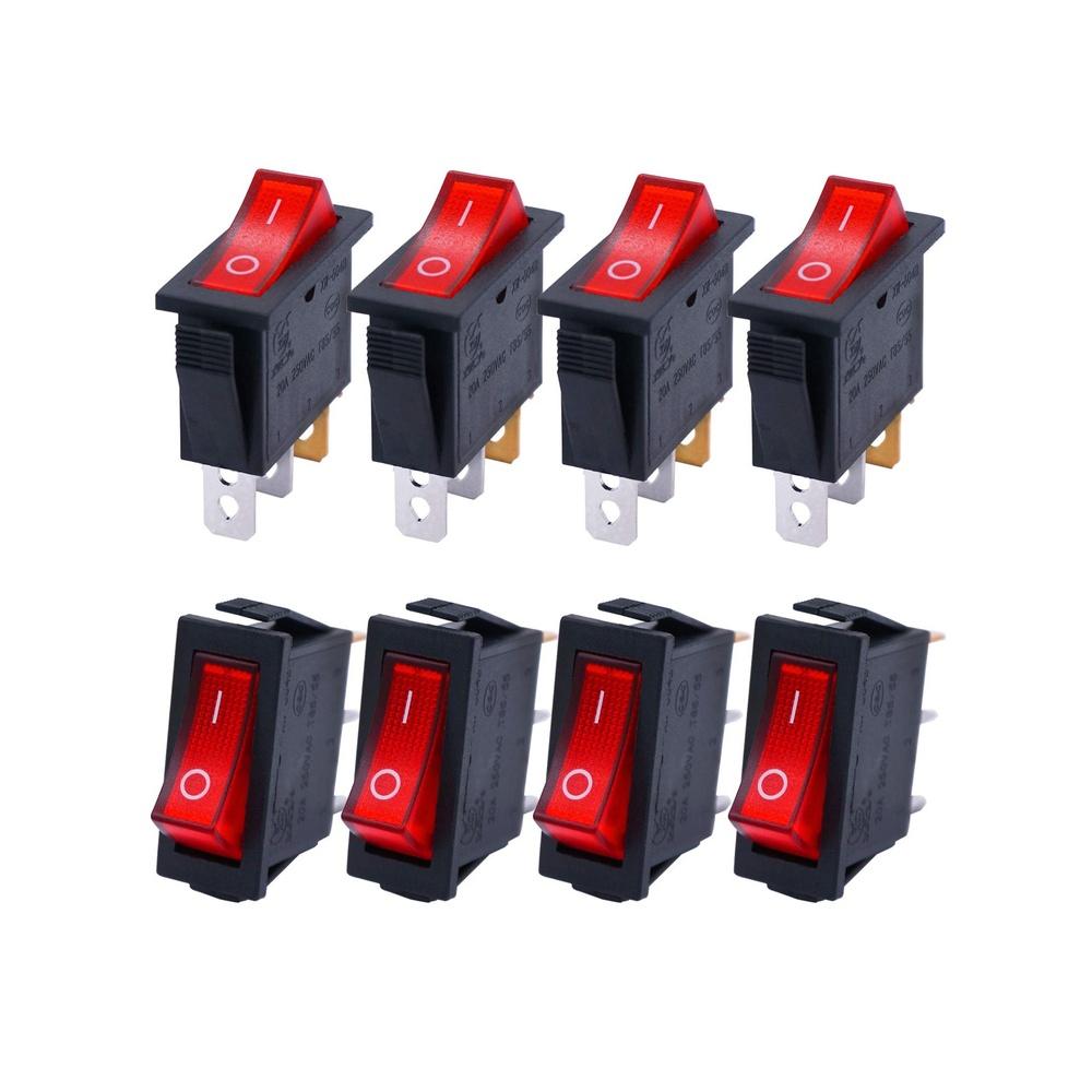 

8Pcs ight Illuminated On/Off SPST 3 Pin 2 Positionni Lighted Boater Switch Car Auto Boater Toggle Switch Snap AC 250V/16A 125V/20A KCD3-101N-R